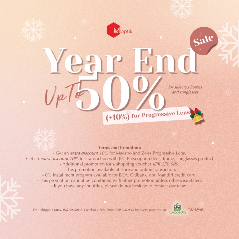 Year End Sale up to 50% untuk setiap pembelian frame dan sunglasses